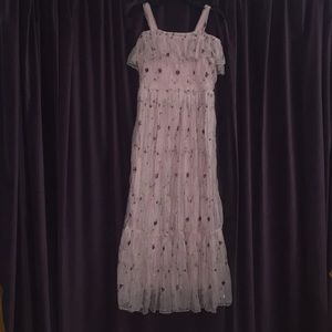 Girls, cold-shoulder lacy dress